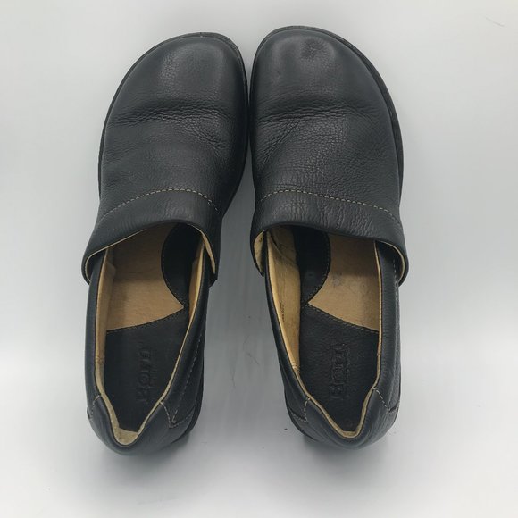 Born Black Leather Toby Wedge Heel Slider Clogs - Picture 5 of 7